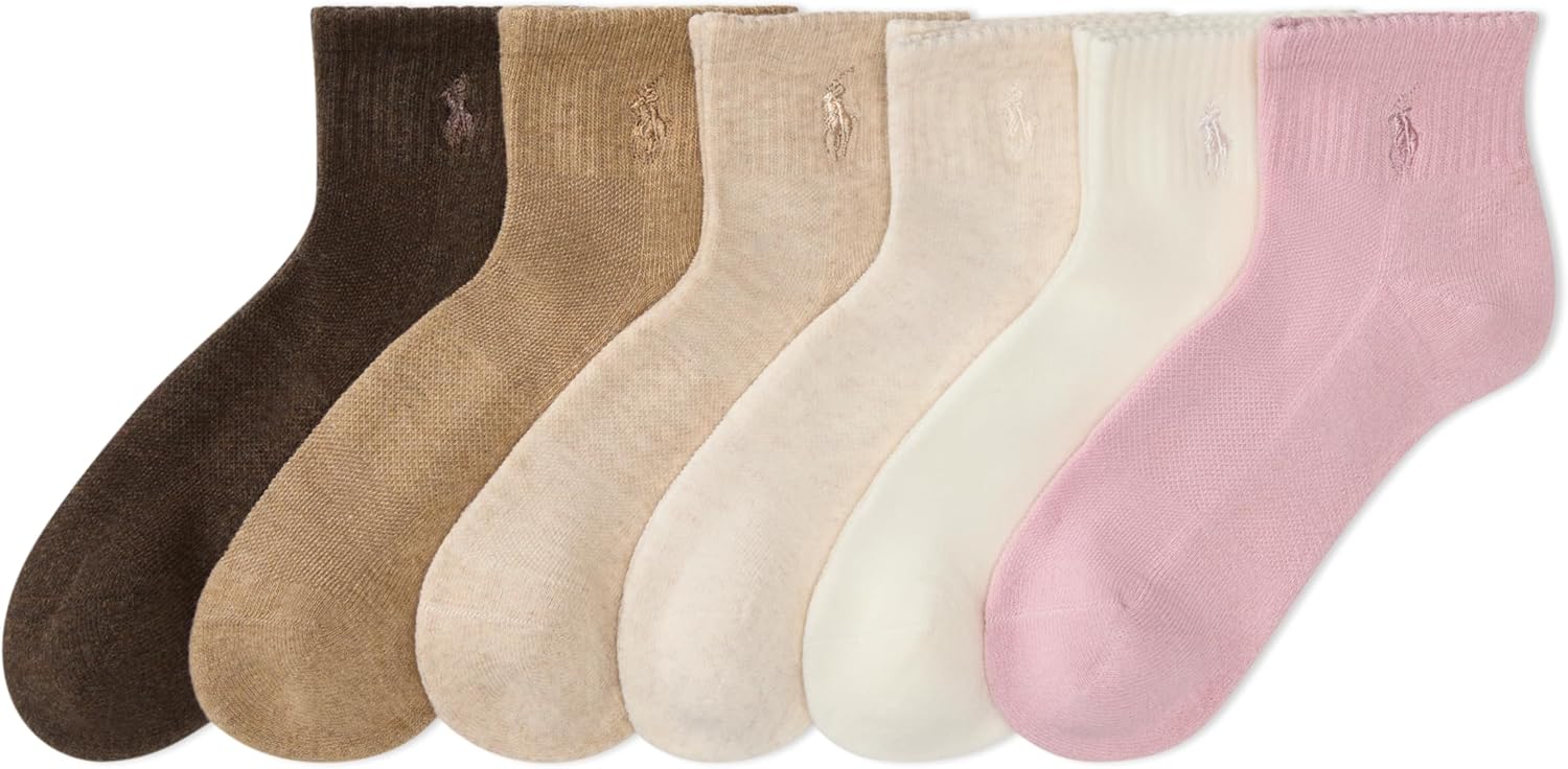 

POLO RALPH LAUREN женские Performance Cotton носки до щиколотки - набор 6 пар - дышащая сетка и спортивная амортизация, Soft Pink