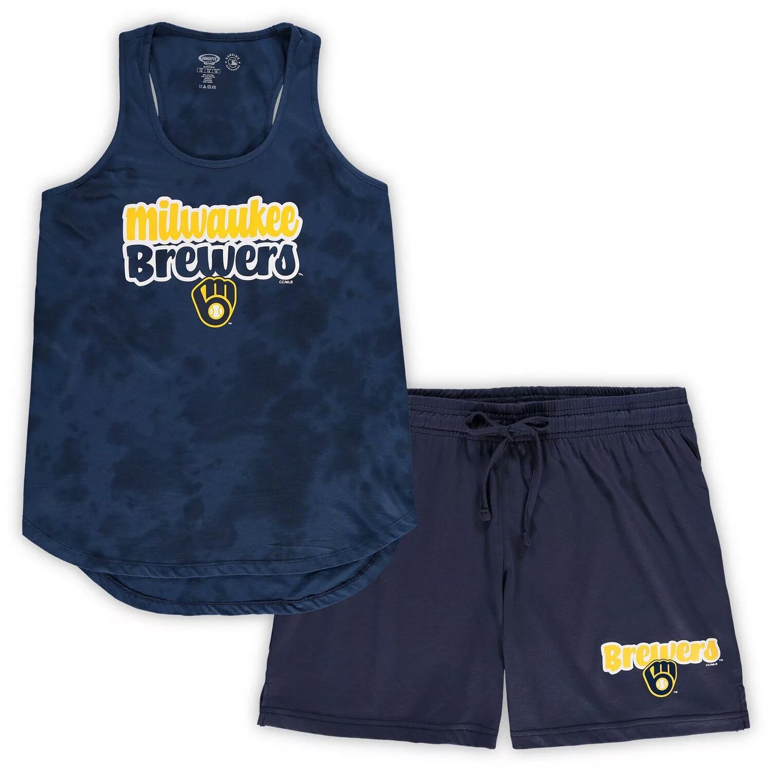 

Женский спортивный темно-синий комплект для сна Milwaukee Brewers больших размеров с облачной майкой и шортами Concepts