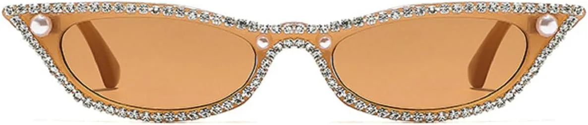 

Женские солнцезащитные очки Melrose Bling Fashion со стразами, сексуальные, сверкающие кристаллами, модные, в стиле ретро, ​​«кошачий глаз», для вечеринок, Tea