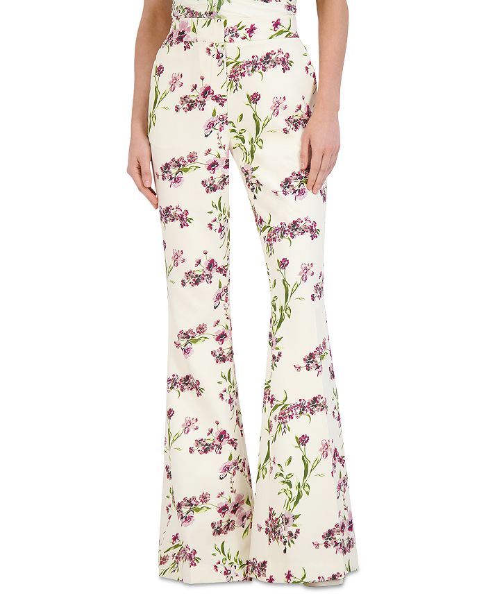 

Цветочные расклешенные брюки BCBGMAXAZRIA, мультиколор