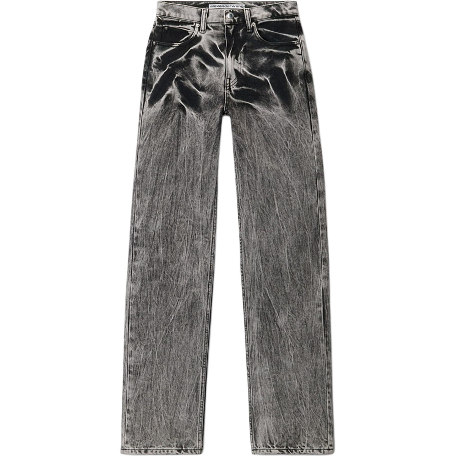 Джинсы прямого кроя с вышитым логотипом Alexander Wang, черный acid washed denim — фото 2