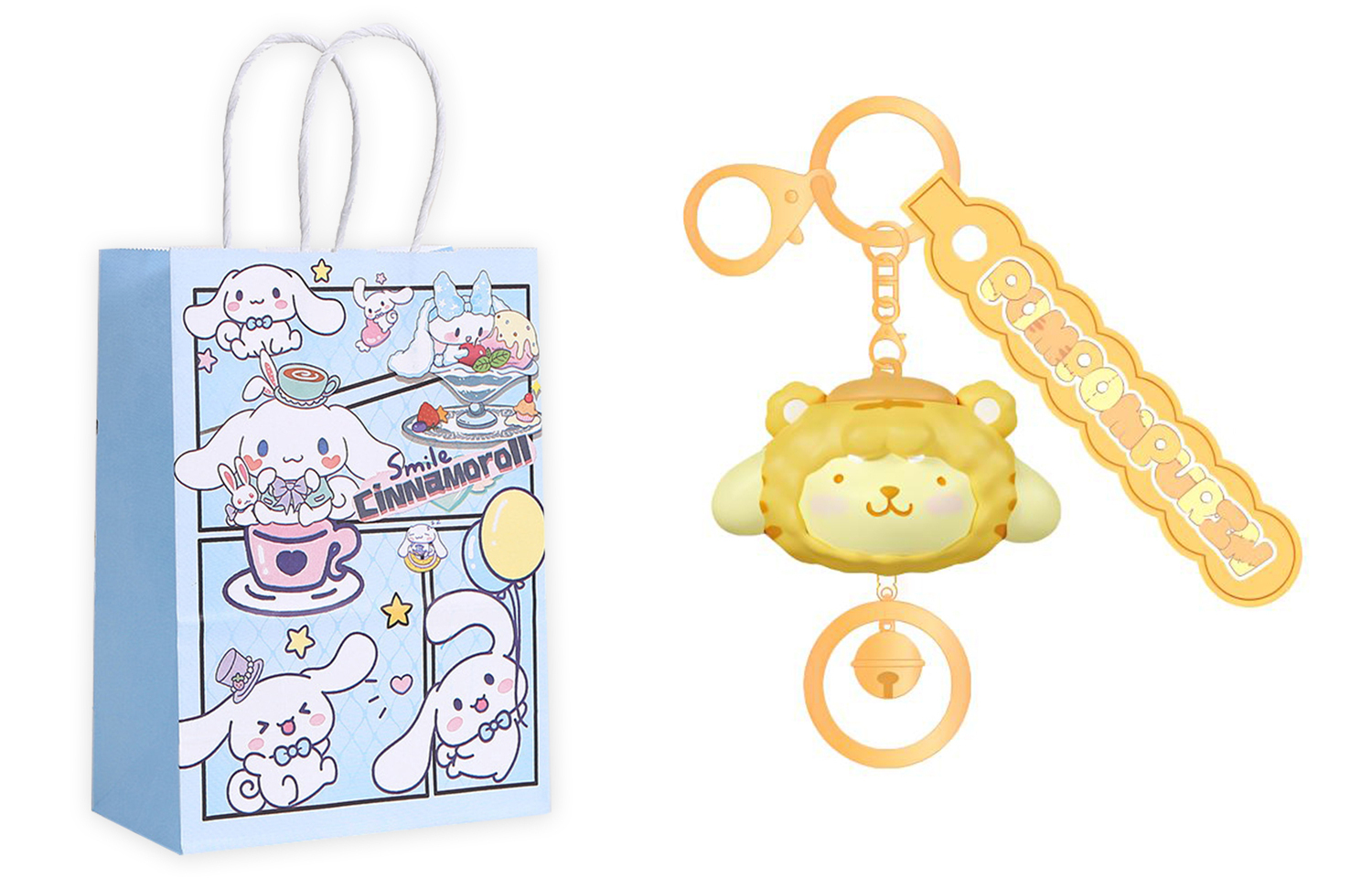 

Sanrio Кулон для сумки из ПВХ и цинкового сплава унисекс, Pompompurin+Exquisite Shopping Bag