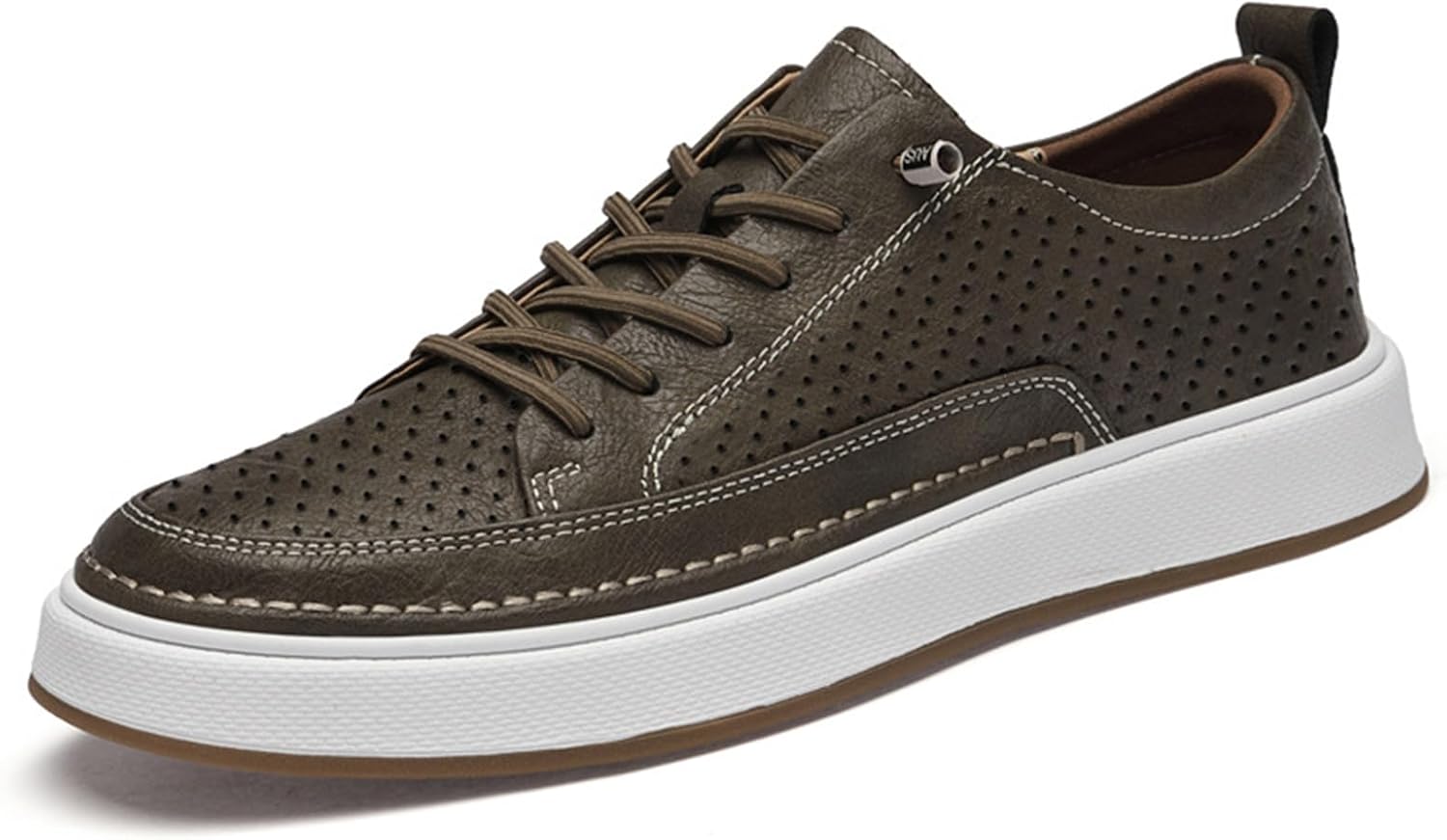 

Мужские кожаные кроссовки-оксфорды, удобные, на плоской подошве, легкие, с противоскользящей подошвой, дышащие, с шнуровкой, ретро-стиль, повседневные туфли для вождения, работы, поездок и досуга Nxnbhsl, хаки