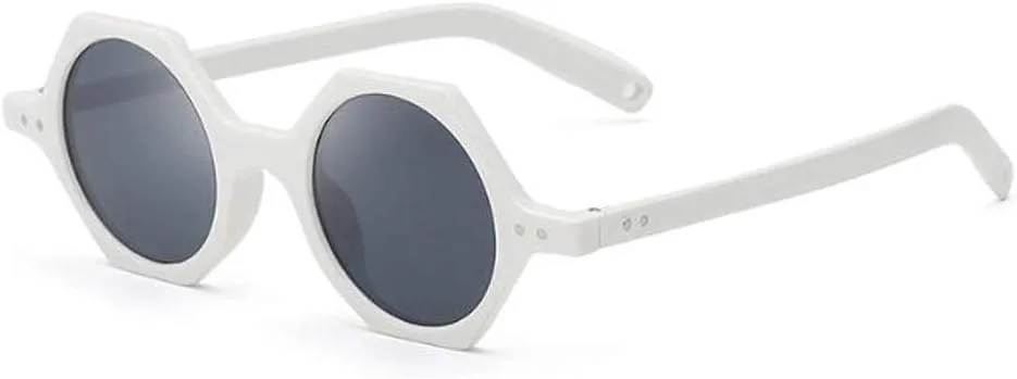 

Ретро-солнцезащитные очки в круглой оправе с многоугольными линзами, забавные солнцезащитные очки для мужчин и женщин Weloveushop, Solid White Gray Flakes