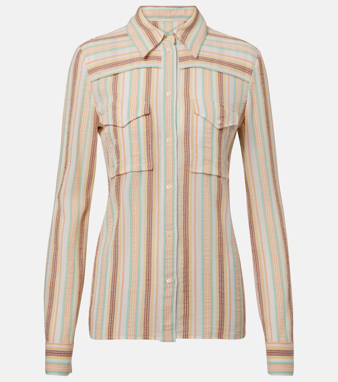 

Полосатая хлопковая рубашка из крепона Chloé, Multicolor White