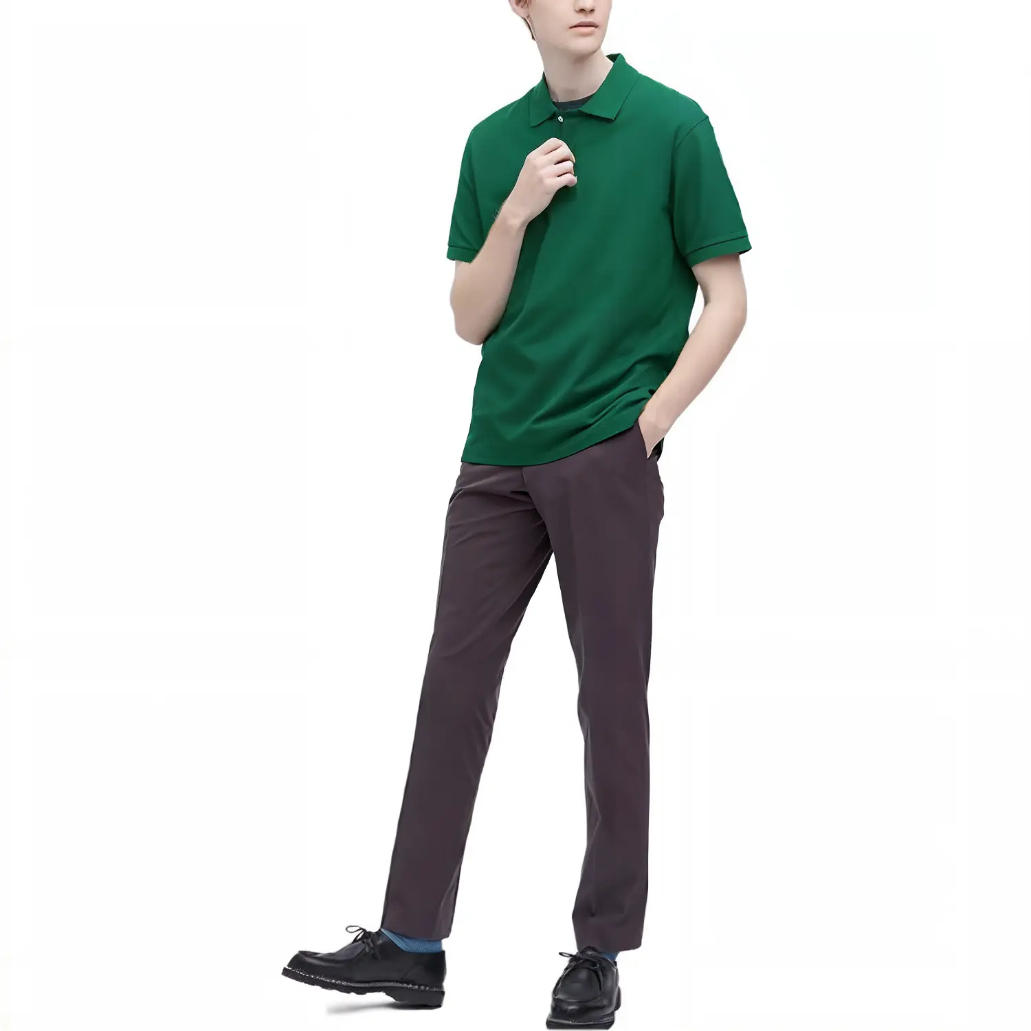 Рубашка поло мужская Uniqlo бирюзовая — фото 2