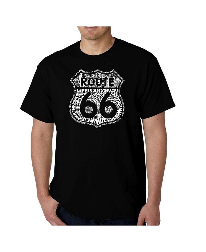 

Мужская футболка с надписью Route 66 Life is a Highway LA Pop Art, черный