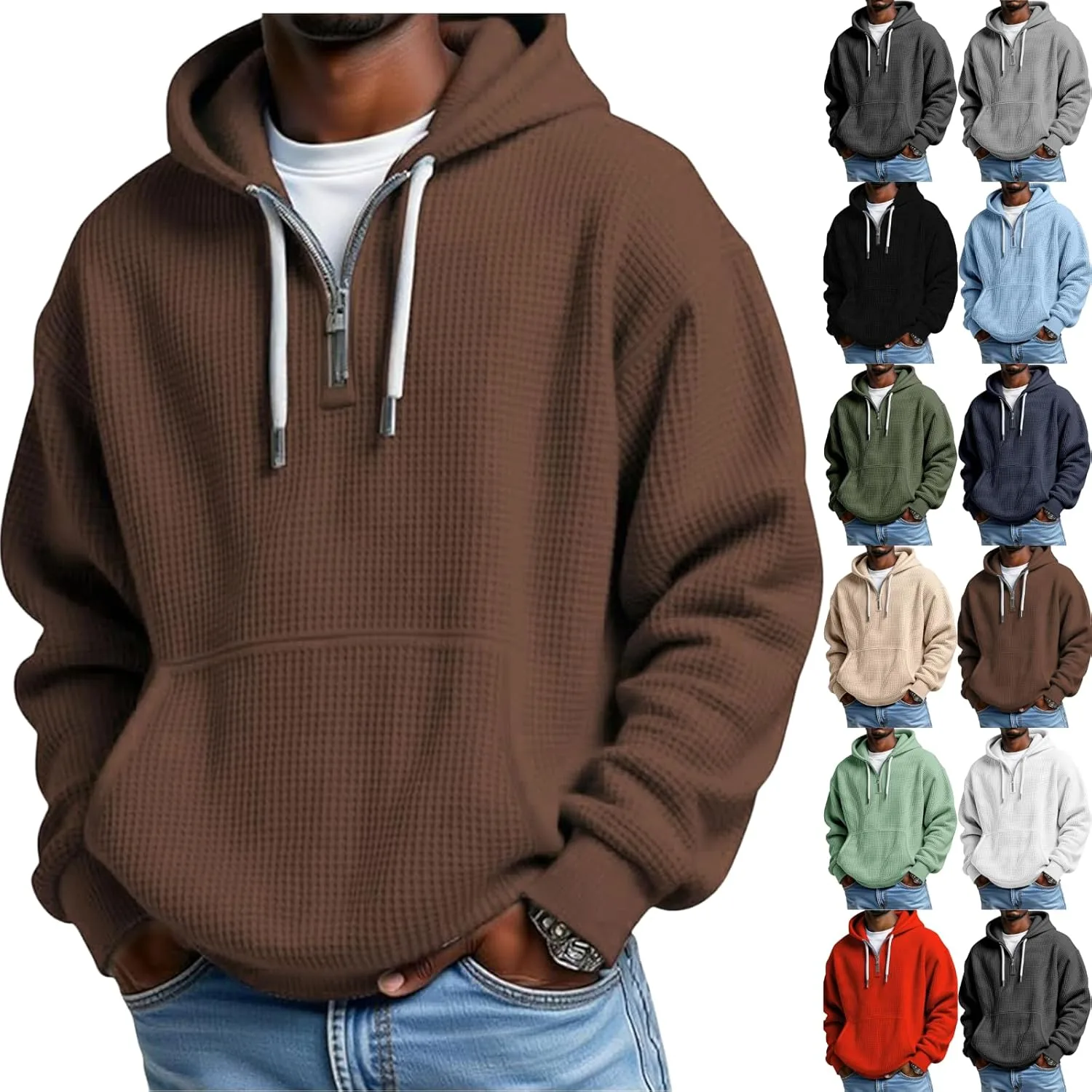 

Мужская толстовка с капюшоном Quarter Zip, текстурированная вязка ABABC