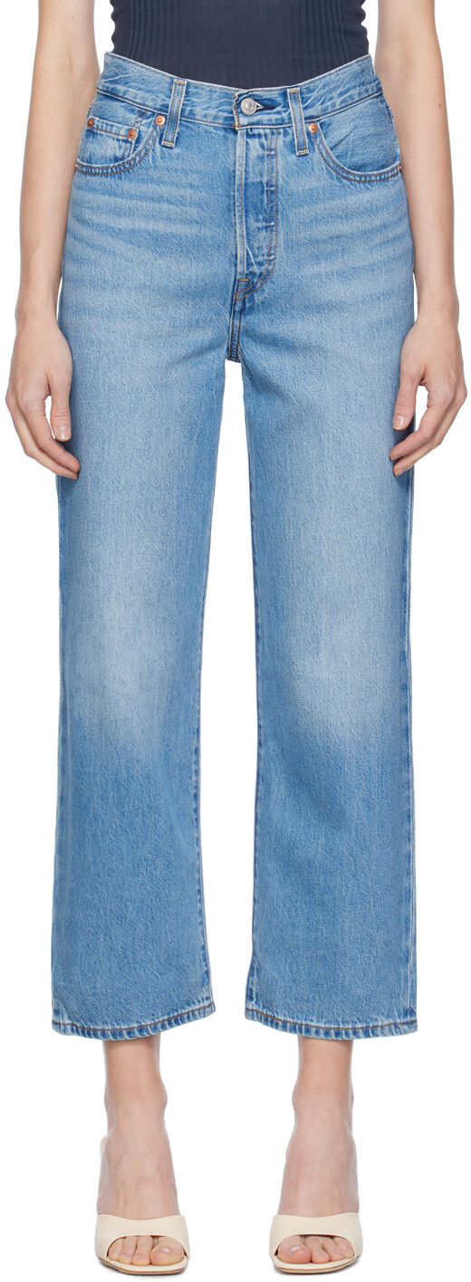 

Синие прямые джинсы до щиколотки с рельефной клеткой Levi's