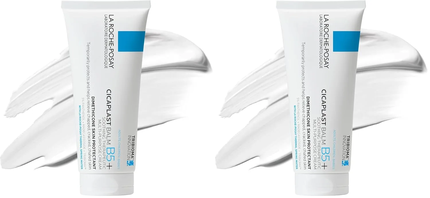 La Roche-Posay Cicaplast Balm B5, лечебная мазь и успокаивающий многофункциональный терапевтический крем для сухой и раздраженной кожи, бальзам для тела и рук, безопасен для детей, без отдушек. 100 мл (2 шт.)