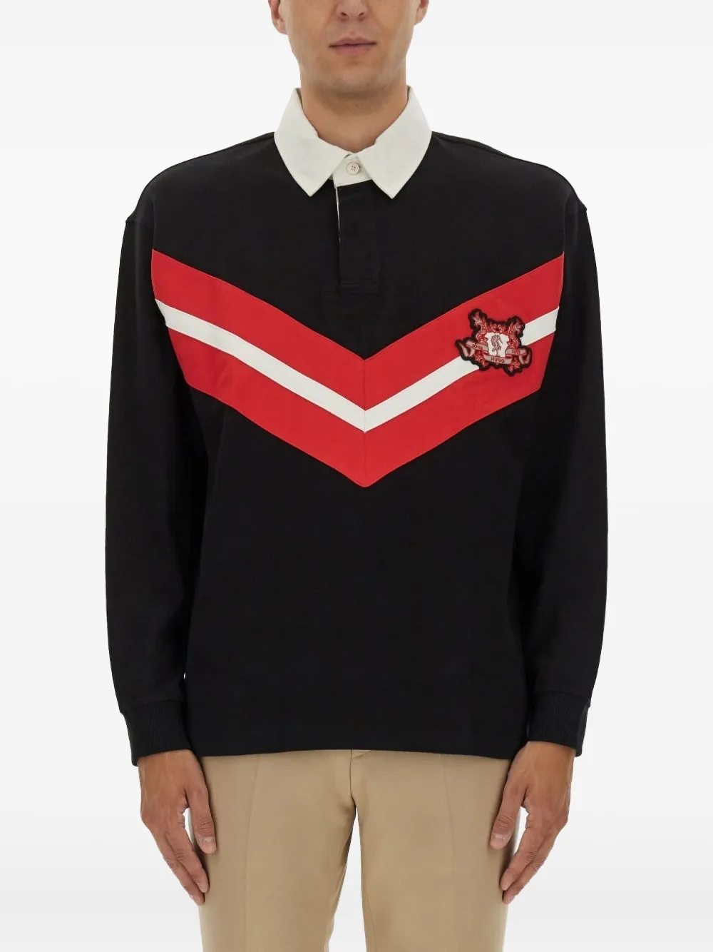 

Поло с нашивкой-логотипом Hugo, черный