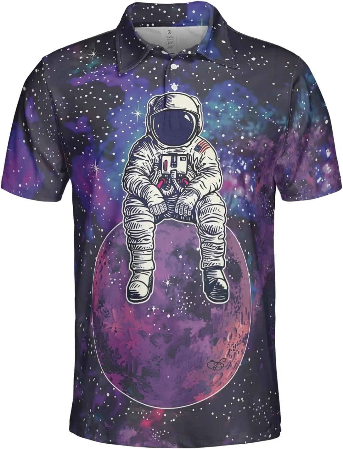 Футболка поло космический принт, Regular Fit, серия 06, Astronaut_42