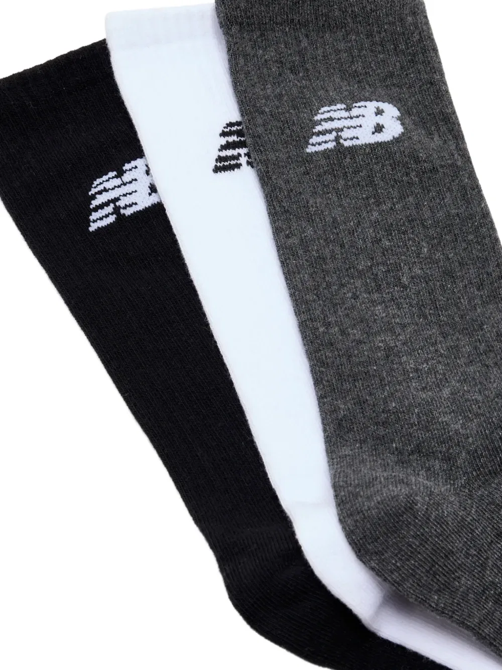 Ребристые носки с вышитым логотипом (комплект из трех штук) New Balance Kids, белый — фото 3