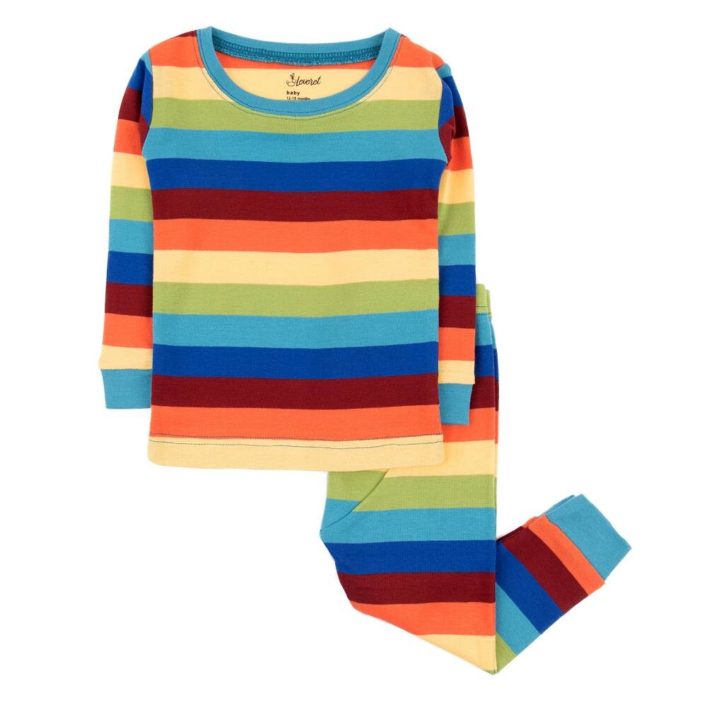 Хлопковая пижама из двух предметов Leveret для мальчиков в полоску, цвет Colorful Boys