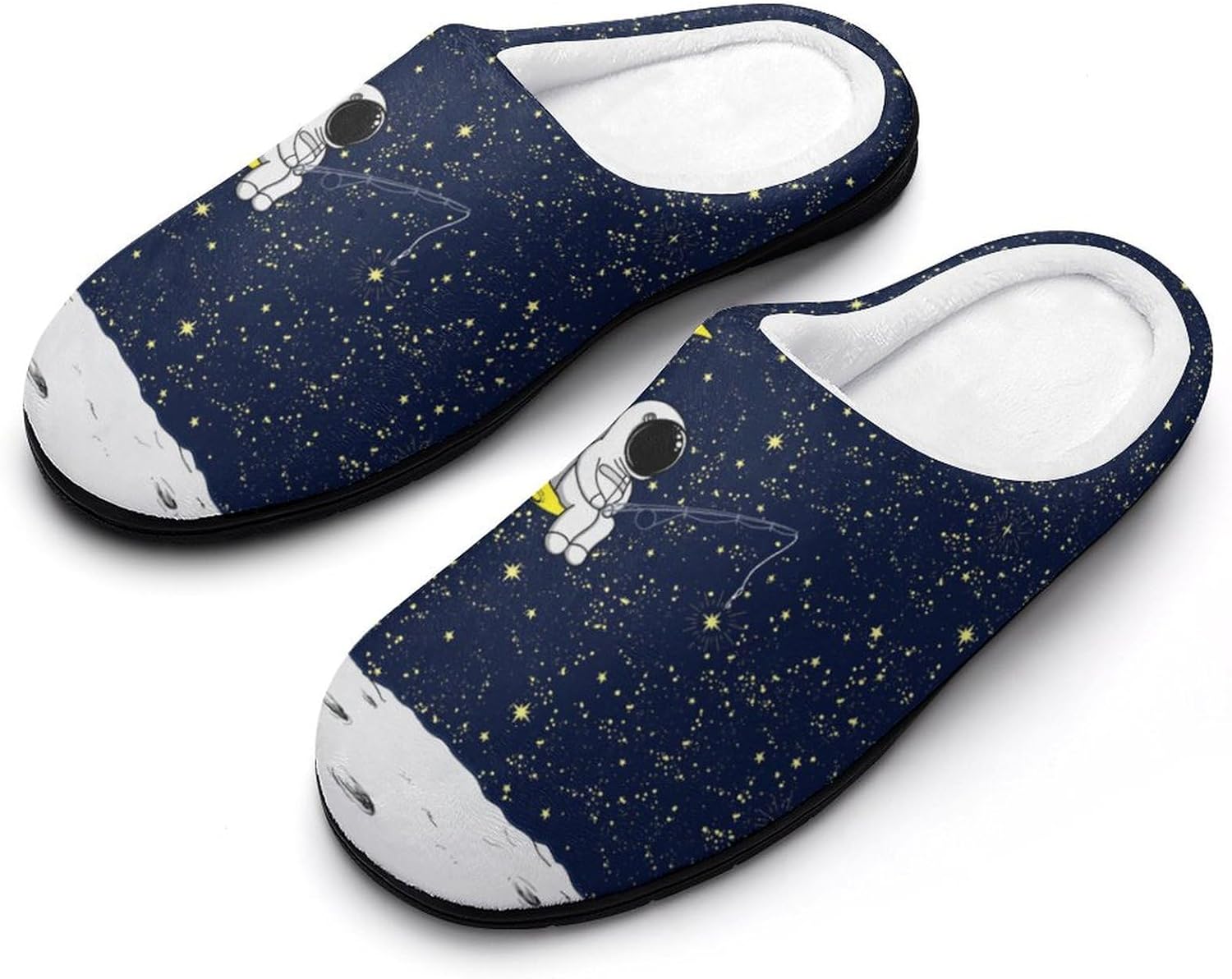 

Тапочки для женщин Kojxou Mens House Halloween из хлопка, мягкие тапочки с эффектом памяти, сандалии с закрытым носком, нескользящая подошва, для дома и улицы, Astronaut Moon