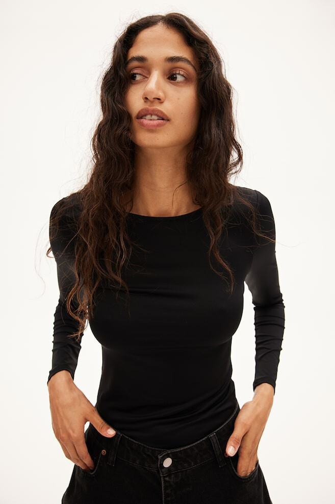

Топ из микрофибры с овальной спинкой H&M, черный