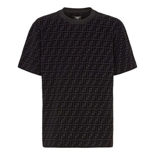 

Футболка men's full print f black brown logo printing short sleeve black t-shirt Fendi, черный