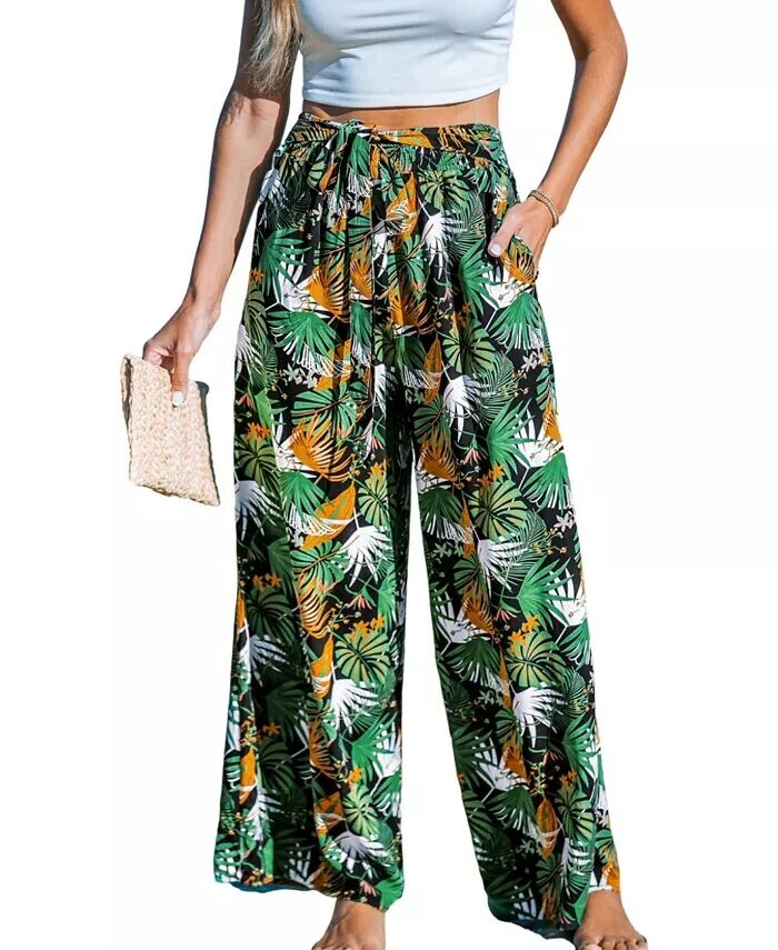 

Женские широкие брюки Tropical Palm CUPSHE, черный