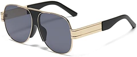 

Большие солнцезащитные очки для женщин, металлическая оправа, овальные солнцезащитные очки для мужчин, ретро-очки для вождения, прозрачные зеркальные очки UV400 MTZJH, Gold Gray