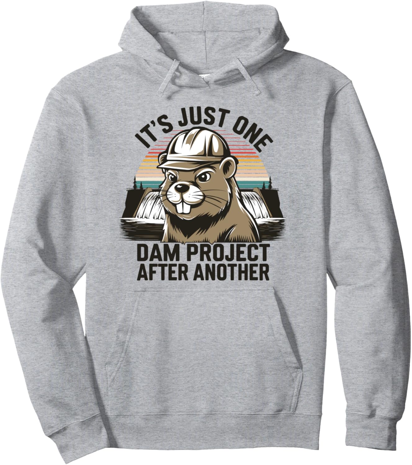 

Худи Dam Project - это забавная коллекция в стиле ретро с изображением бобра Wildlife Humor Apparel, серый
