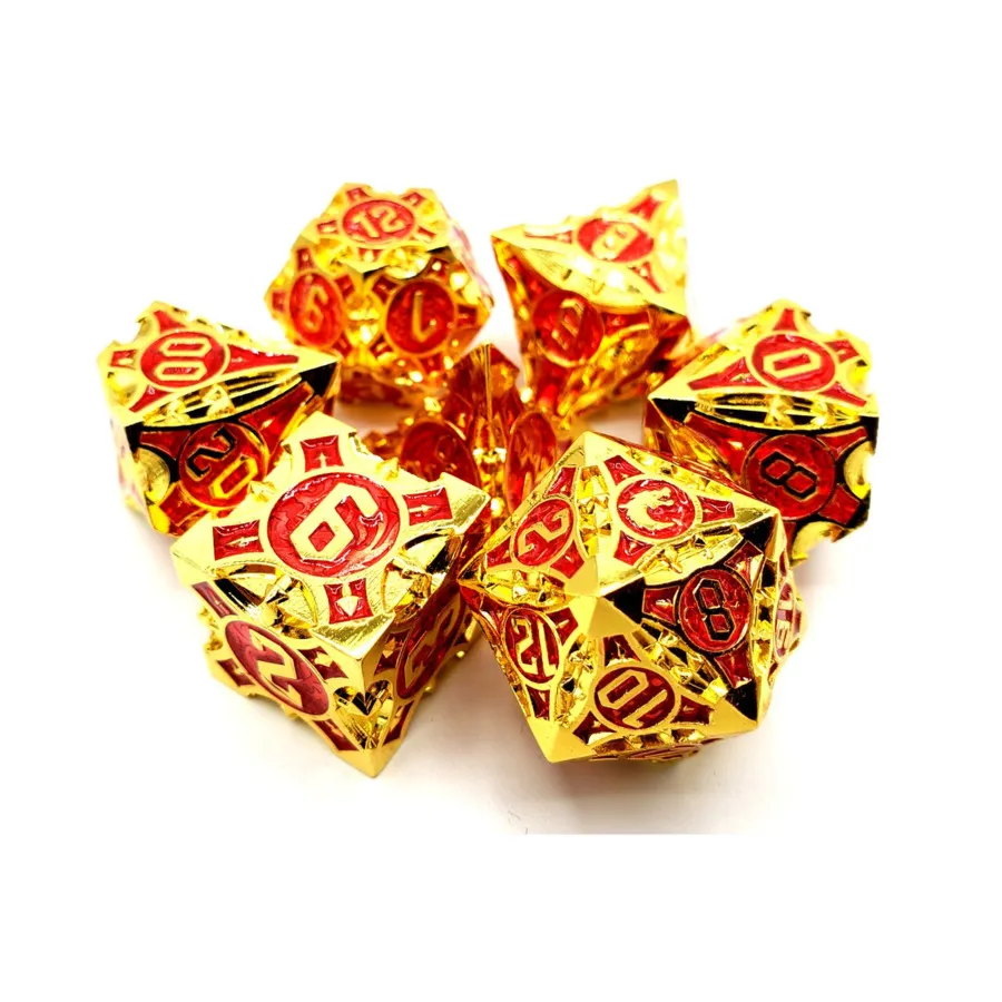 

Набор Poly — золото с красным (7), Metal Dice - Gnome Forged