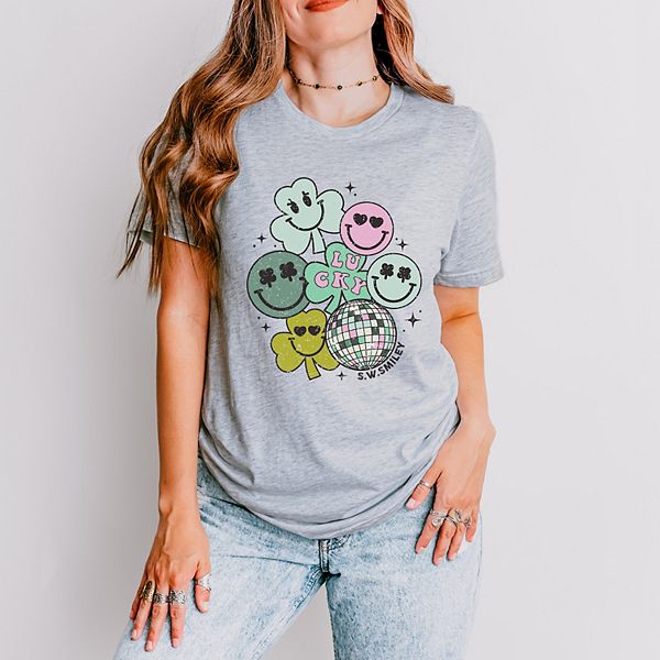 

Футболка с принтом SWSmiley lucky smiley disco Simply Sage Market, Heather Grey