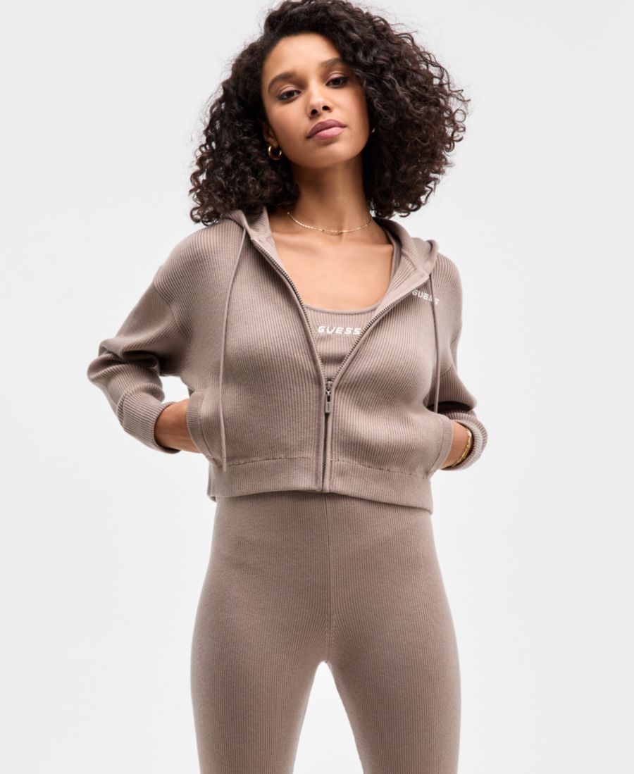 

Женская толстовка Flaminia с ребристой отделкой и застежкой-молнией GUESS, Slate Mauve