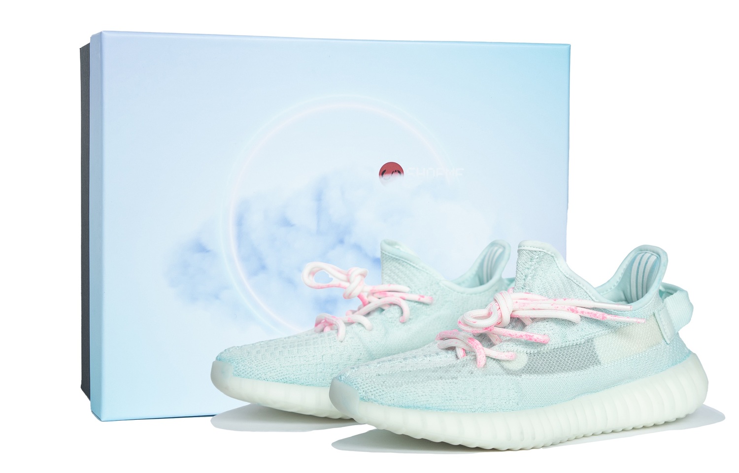 Yeezy Boost 350 V2 Ice Cream Низкие Повседневные Кроссовки Унисекс Ледяной Голубой Пудра Adidas Originals, Ледяной Голубой Розовый