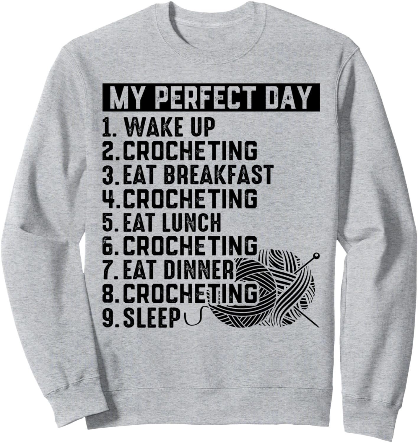 

Вязание крючком - Мой идеальный день - Толстовка с планом дня, связанным крючком Funny Crochet Lover Crocheting Crocheter, серый