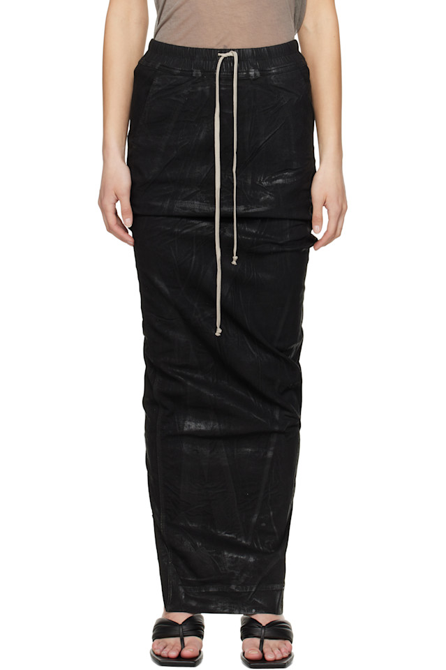 

Юбка макси из денима на резинке Pillar Rick Owens Drkshdw, черный