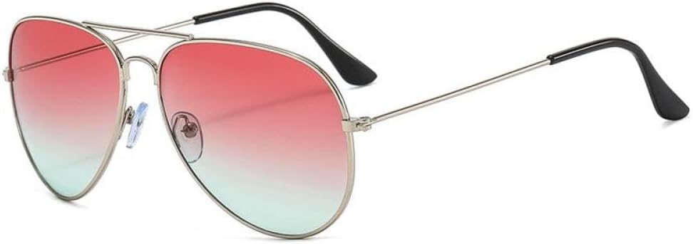 

Роскошные солнцезащитные очки с двойной перемычкой для женщин и мужчин, оправа из сплава, линзы с градиентом «океан», женские и мужские очки generic, Silver Pink Green