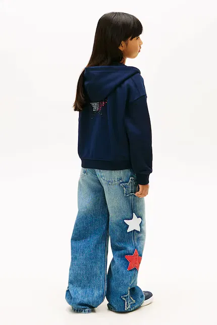 Кофта детская на молнии с блестками Tommy Hilfiger, синий — фото 4