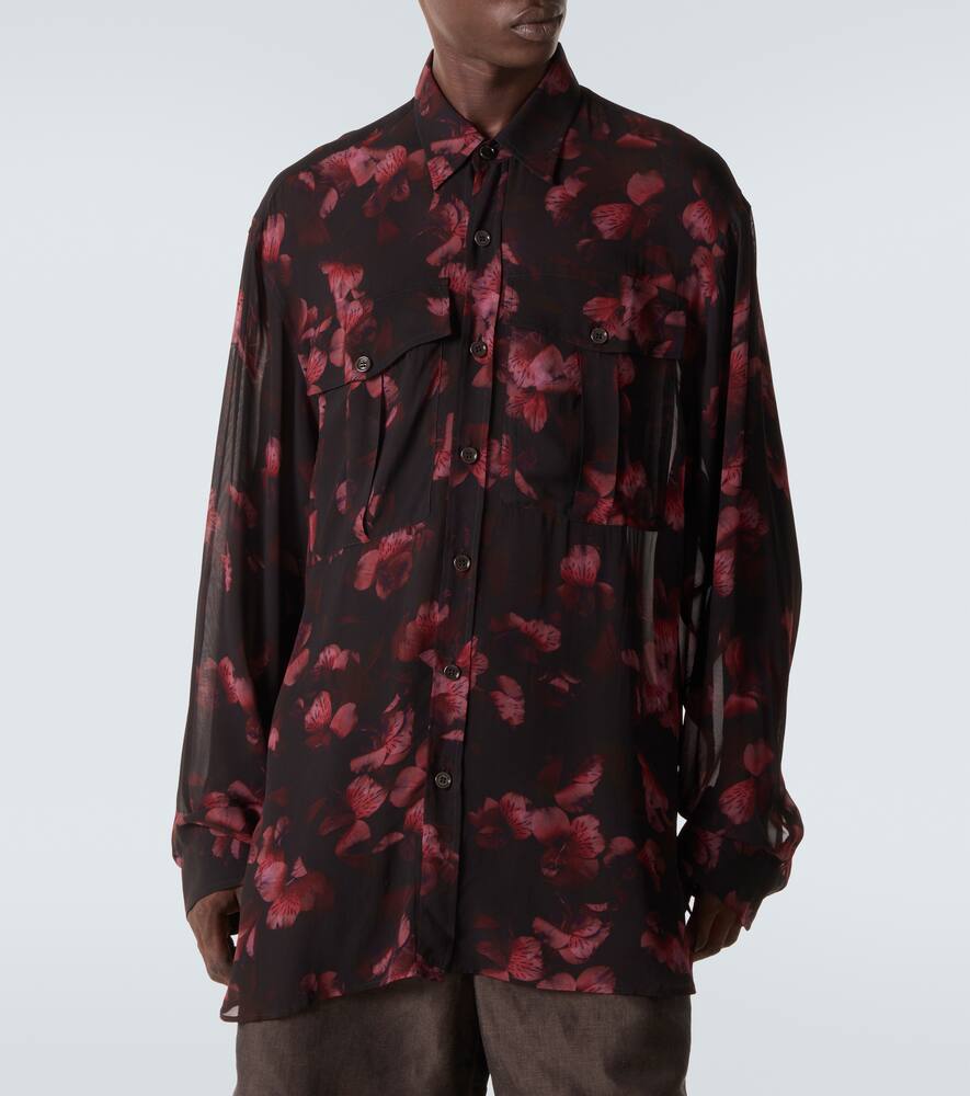 Прозрачная блузка с цветочным принтом Dries Van Noten, Bordeaux — фото 3