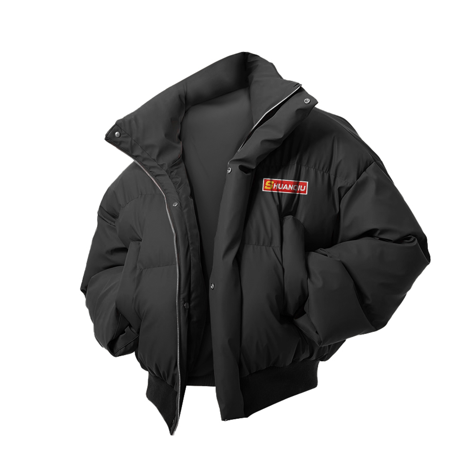 

Пуховик Unisex с меховым воротником, утепленный стеганый пуховик HUANQIU, черный (stand collar)