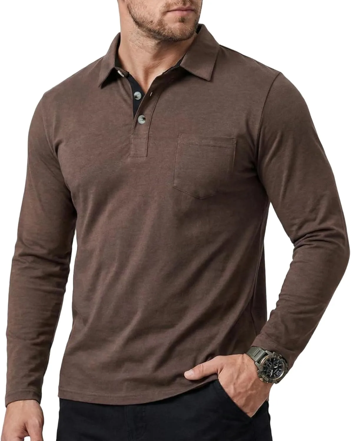 

Длинный поло для мужчин классический с карманом