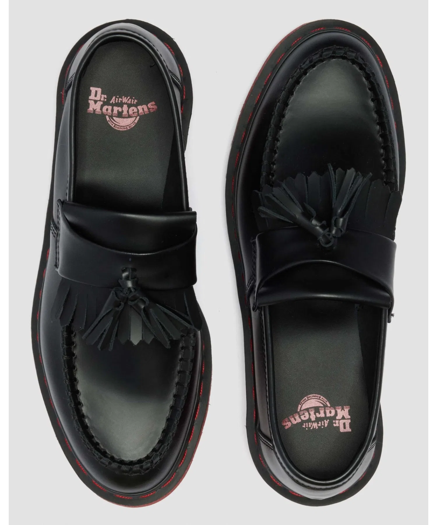Унисекс лоферы Dr. Martens ADRIAN II с красной подошвой чёрные — фото 2