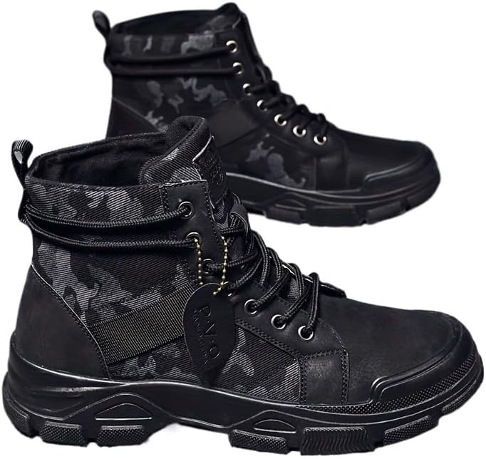 

Тактические высокие ботинки с камуфляжем Hhhchpm для мужчин - прочная обувь для тренировок на свежем воздухе и походов, черный