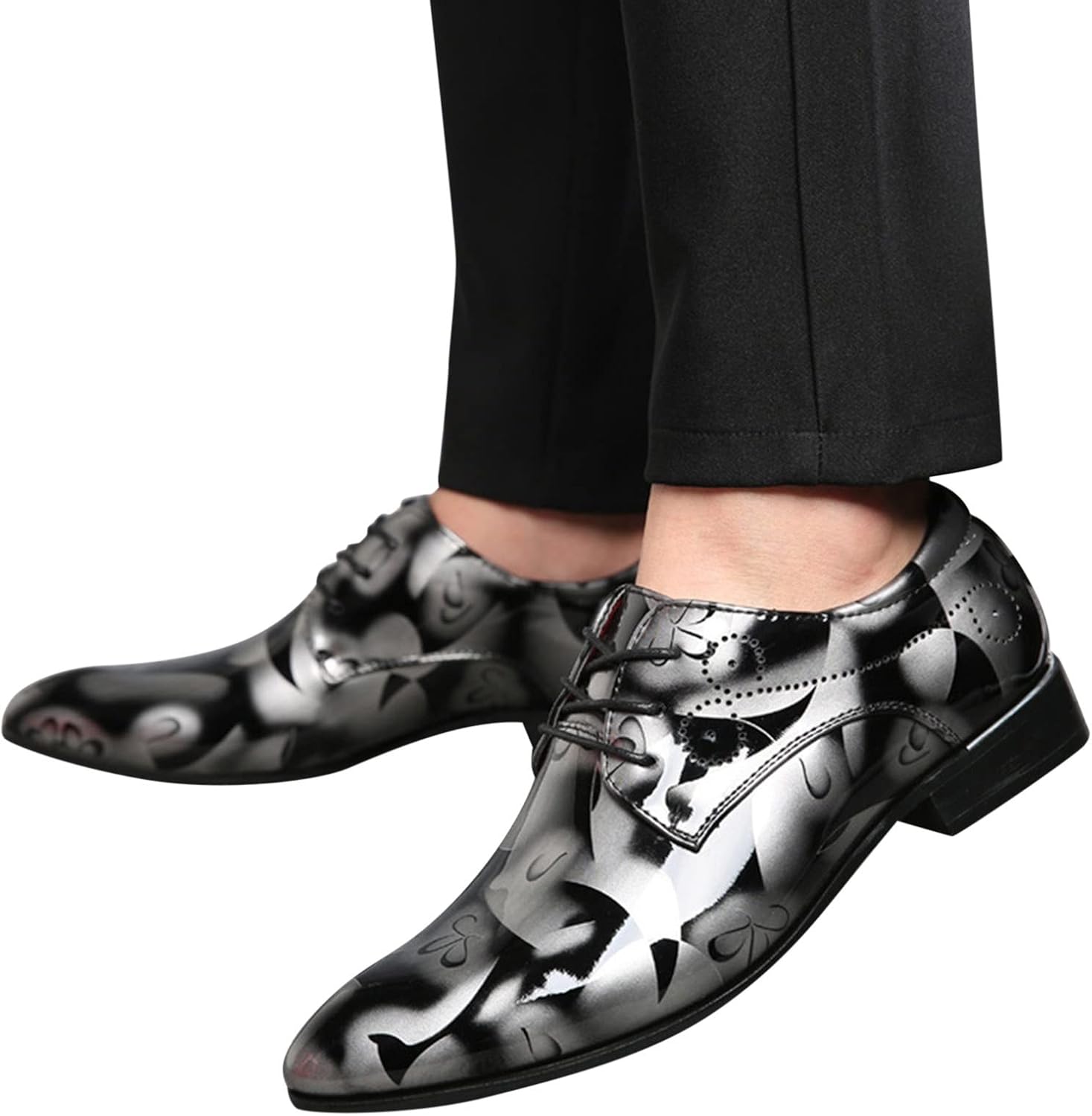 

Мужские классические оксфорды Hbeylia, деловые формальные туфли с шнуровкой на 4 отверстия, британский стиль, легкая кожаная обувь на смокинг, заостренный носок, удобные туфли для принца, офиса, свадьбы, деловые туфли с крыльями, серый