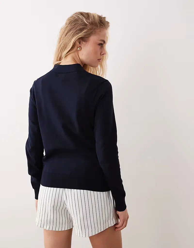 Кардиган Polo Ralph Lauren с логотипом Icon из тонкого хлопка пима, темно-синий — фото 4