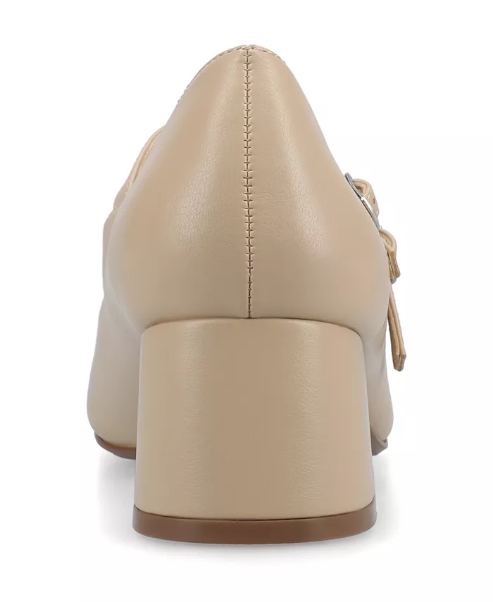 Женские туфли-лодочки Nally Double Strap Mary Jane Journee Collection, коричневый/бежевый — фото 3