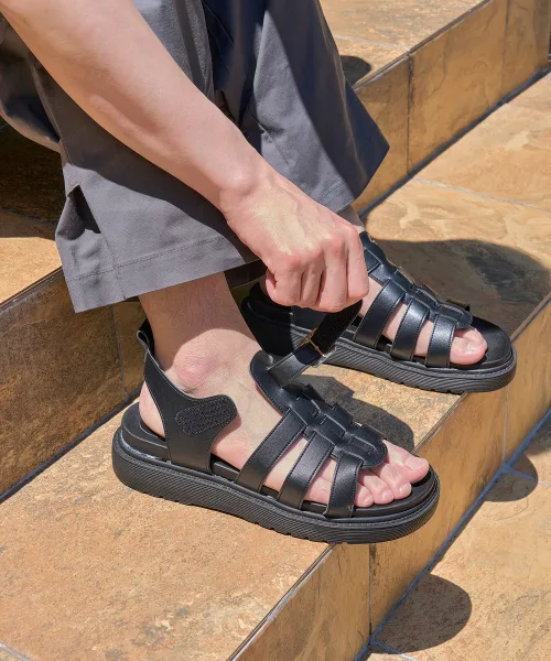 Мужские сандалии SHOEHI из искусственной кожи чёрные — фото 4