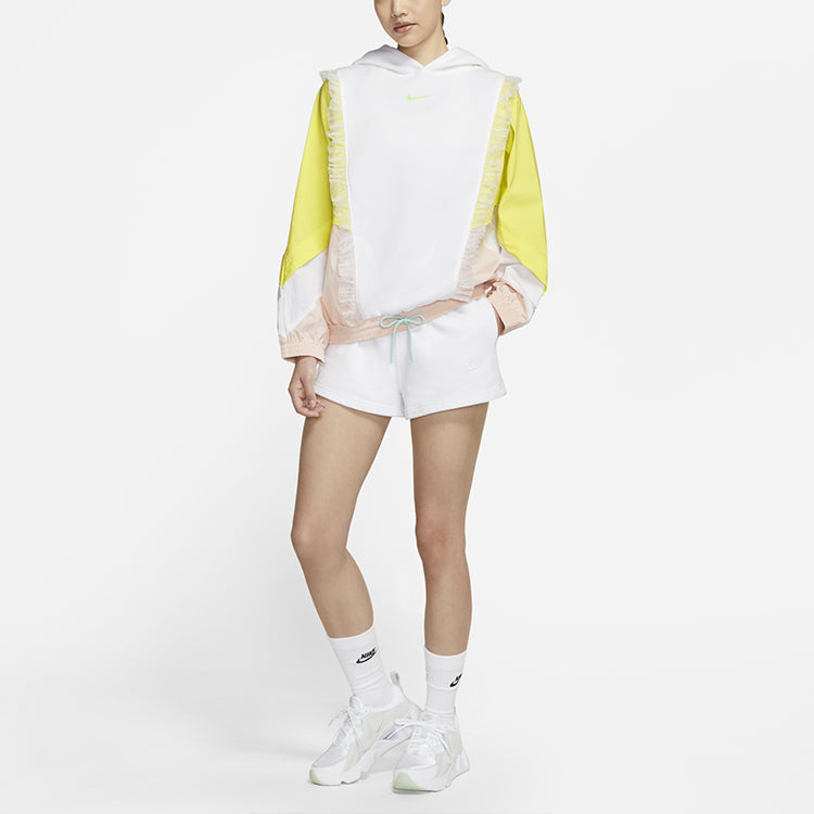 Худи (WMNS) Nike Sportswear New Year Contrast Color Stitching Lace Fleece Lined Stay Warm Pullover Hoodie White — фото 3