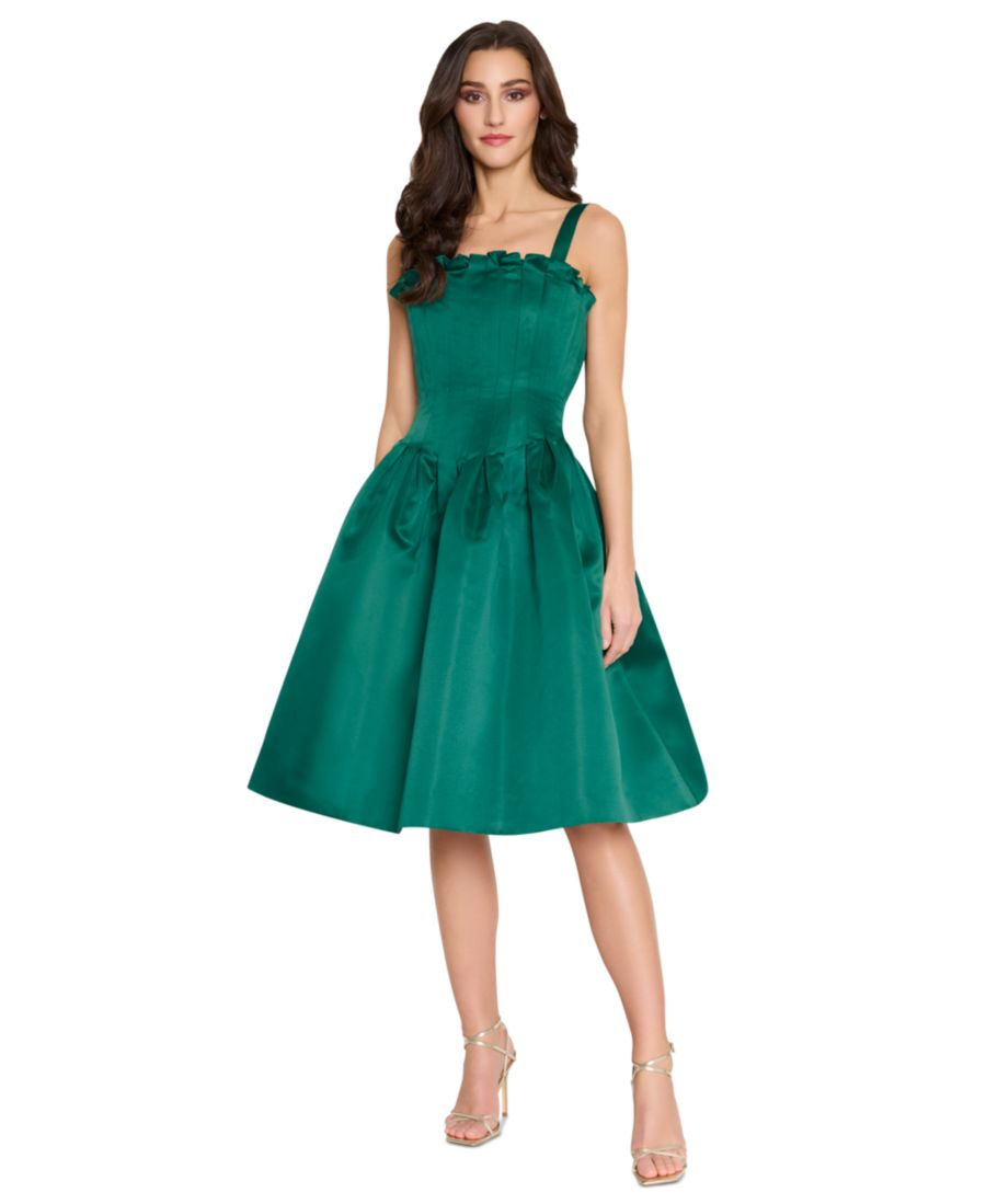 

Женское платье с корсетным лифом и оборками, приталенного силуэта с расклешенной юбкой Tahari ASL, Jewel