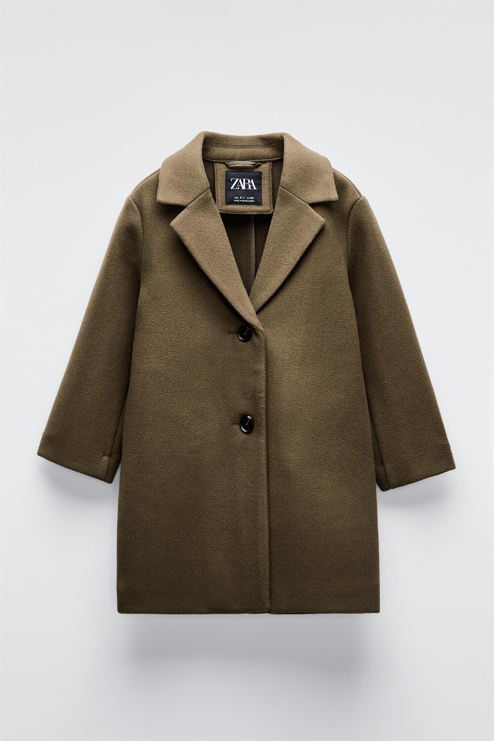 

Пальто с текстурой из войлока ZARA, темно-оливковый