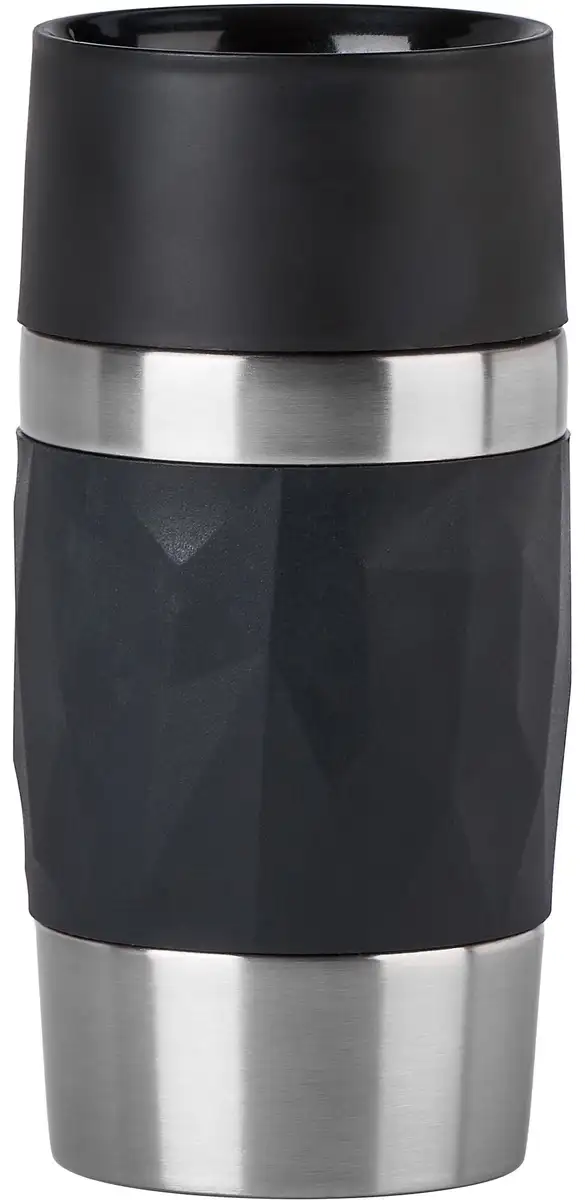 

Термокружка Emsa "Travel Mug Compact", 0,3 л, нержавеющая сталь, 3 часа тепла/6 часов холода, отверстие для питья на 360°, можно мыть в посудомоечной машине Ø 7,2х15 см, черный