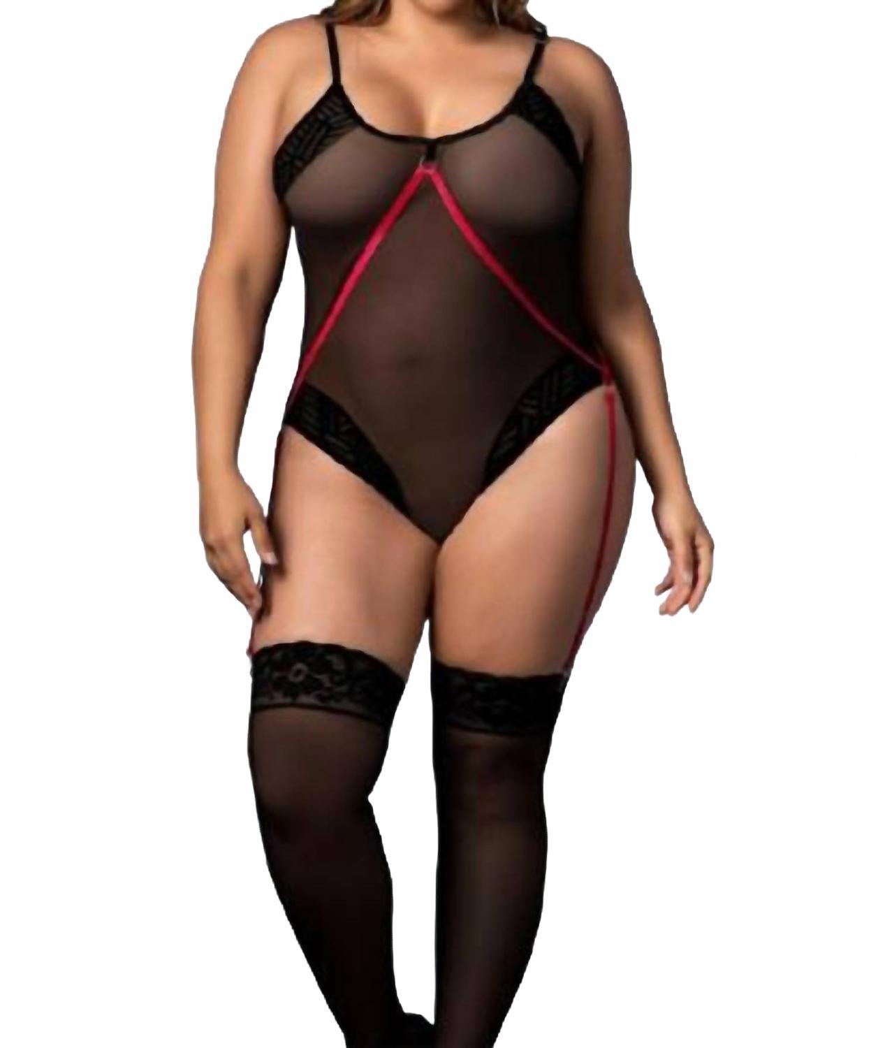 

Простой сетчатый боди - Plus в черном цвете Mapale