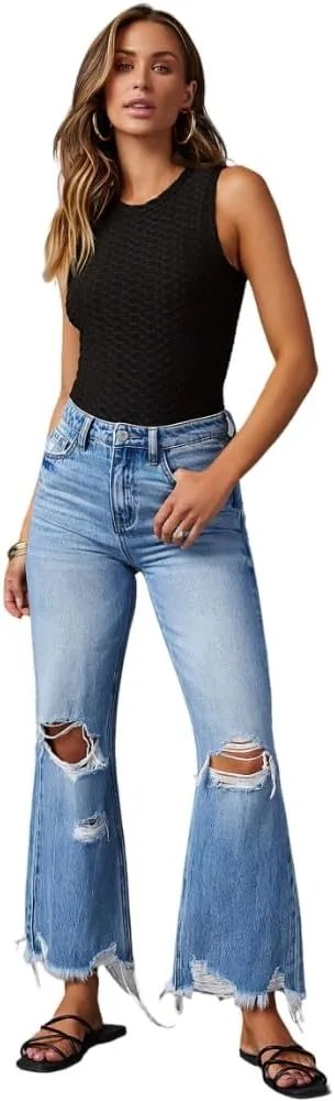 

Женские джинсы Casual с потертостями и рваным краем, широкие, высокая посадка Akivide