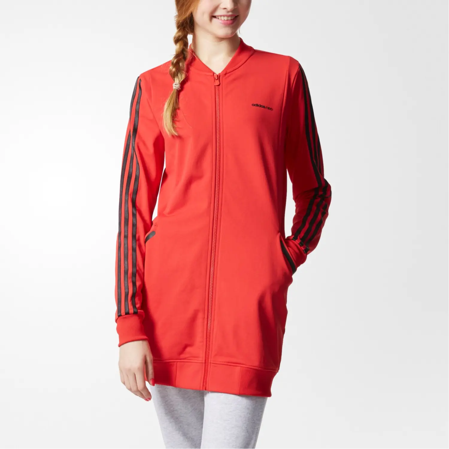 Adidas Neo Куртка женская красная с черным, Red/Black — фото 4