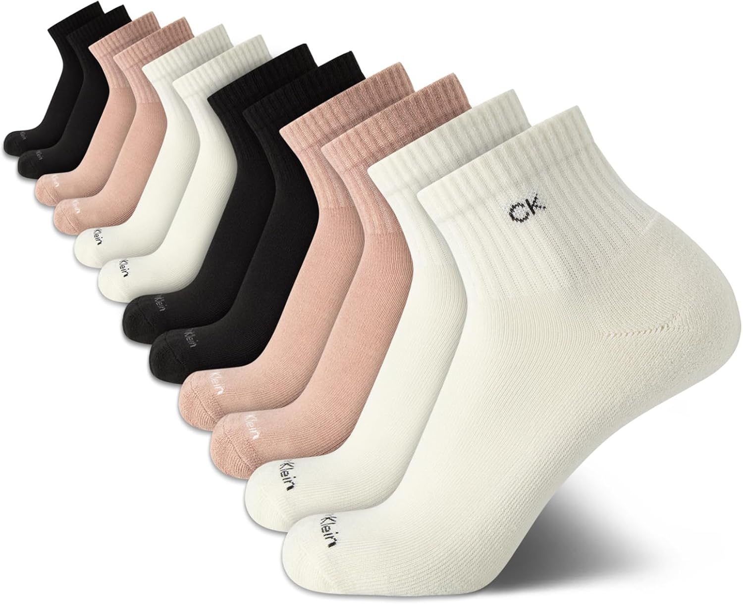 

Мужские носки Calvin Klein Quarter Socks - 12 пар мягких спортивных носков до щиколотки с мягкой подкладкой для мужчин, Ivory Assorted
