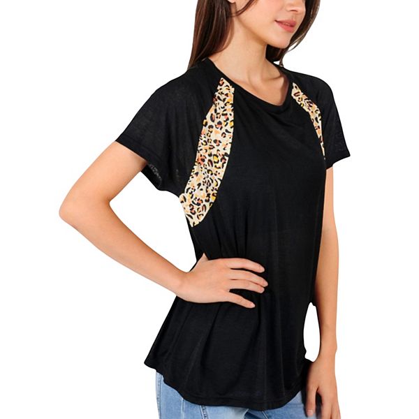 

Женская футболка с коротким рукавом и леопардовым принтом Anna-Kaci, Black, Коричневый, Женская футболка с коротким рукавом и леопардовым принтом Anna-Kaci, Black